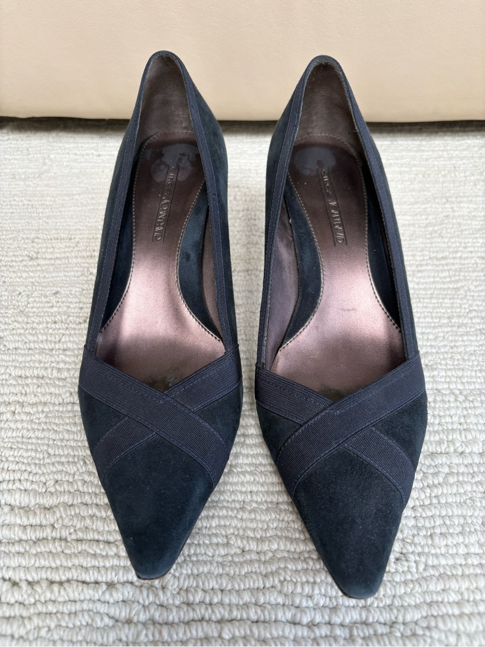 Joan & David Navy Pointed Toe Suede Pumps